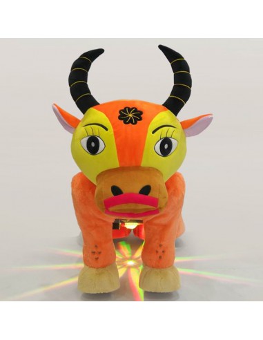 Gele Oranje Os Pluche Elektrische... Gele Oranje Os Pluche Elektrische...